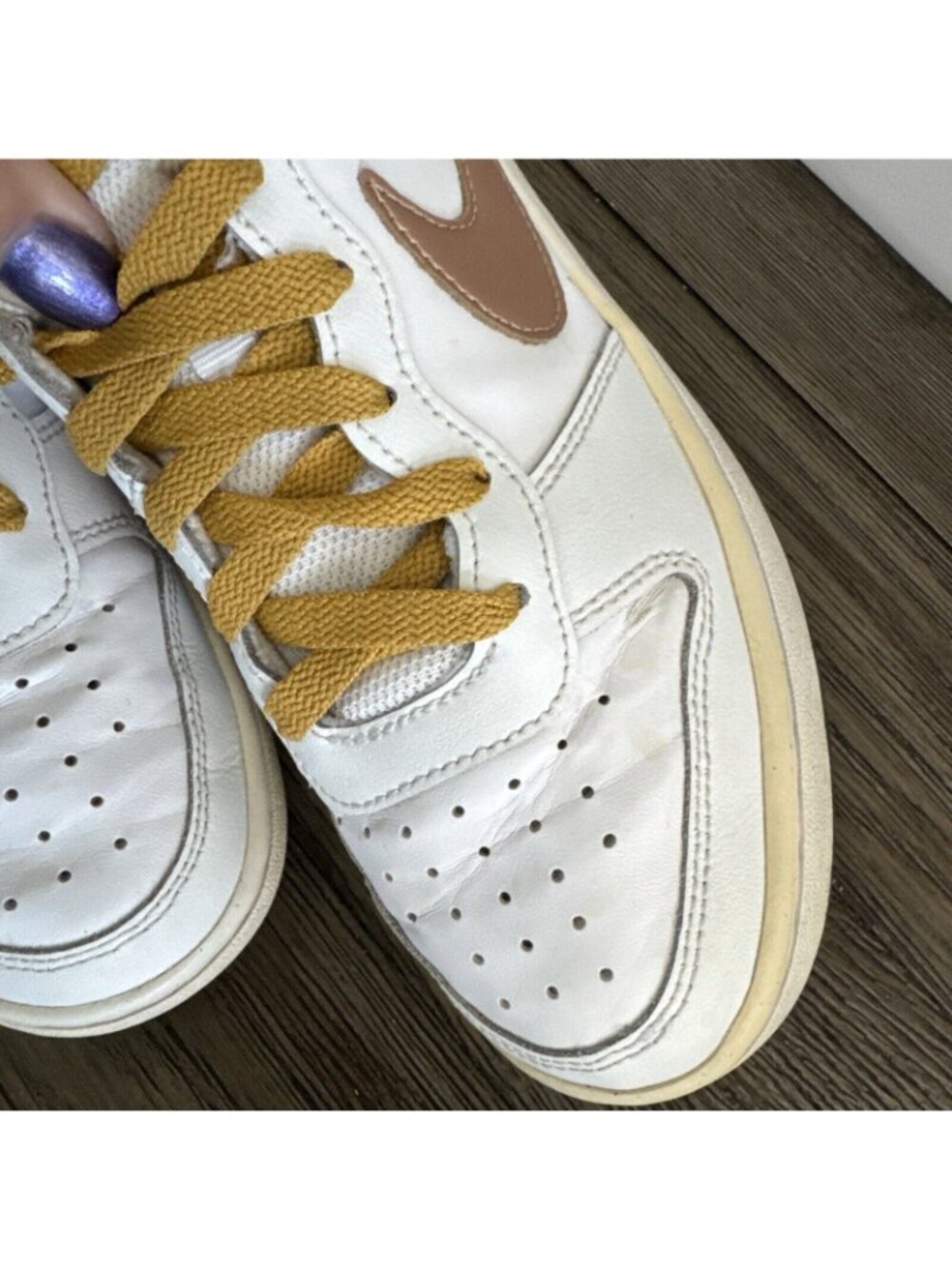 Nike Youth Court Borough Low 2 Shoes White Bronze Yellow US 5Y BQ5448-116 - Picture 15 of 16